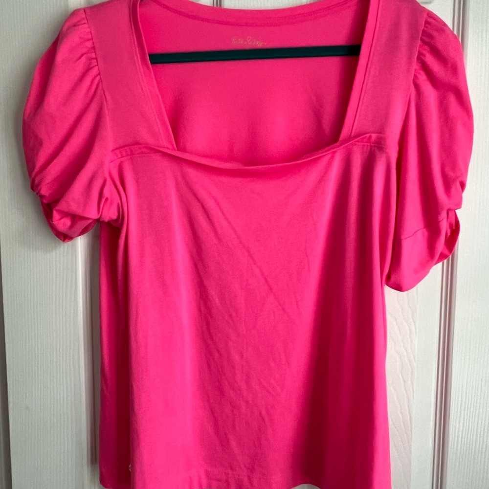 Lilly Pulitzer Vibrant Pink Square Neck Blouse